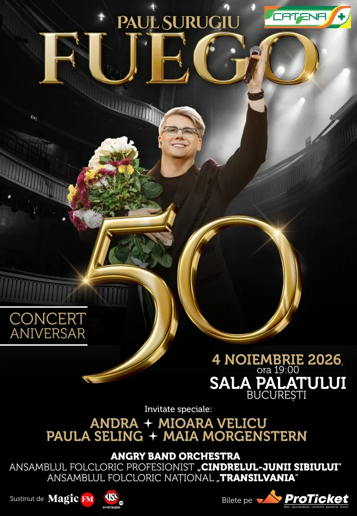 Afiș “FUEGO – 50” CONCERT ANIVERSAR PAUL SURUGIU